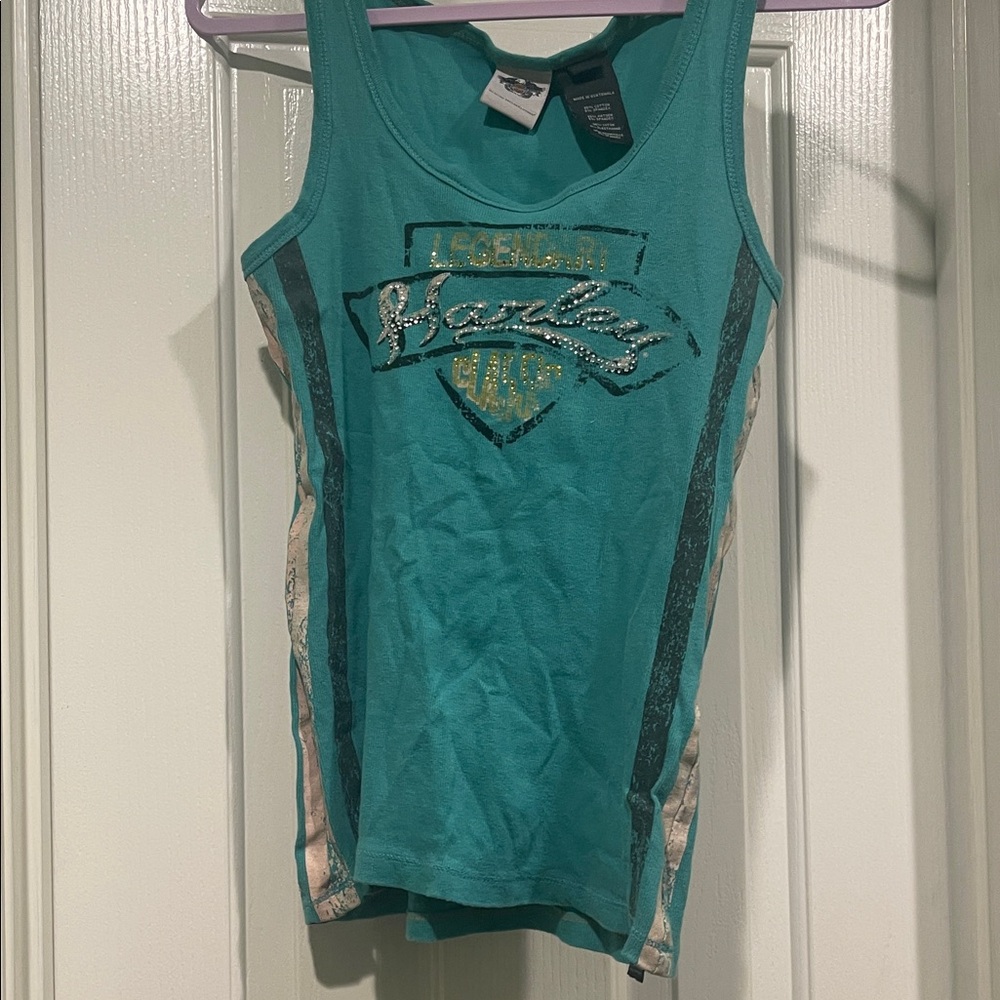 Harley-Davidson Teal Tank with Graphic Design